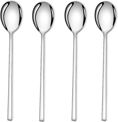 Set van 4 Ronde RVS Soeplepels, 8.5 Inch Lange Handvatten voor Thuis en Restaurant, Ideaal voor Soep en Rijstgerechten