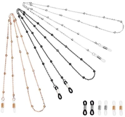 Dailygoods- Zonnebrilband 3 Stuks - Brillenkoord - Brillenketting Dames - Antislip Kralen - Legering/Rubber - Geschikt voor Mannen/Vrouwen