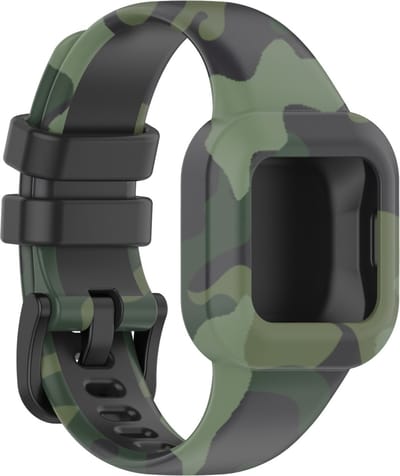 By Qubix - Siliconen bandje met print - Leger groen - Geschikt voor Garmin Vivofit Junior 3