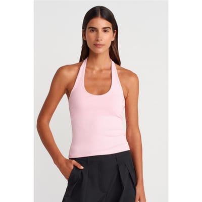 Geribbelde Haltertop Mouwloze Blouse