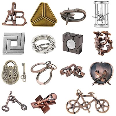 15-Delige Metalen Puzzel - 3D Educatief Speelgoed voor Kinderen en Volwassenen, Uitdagend en Creatief