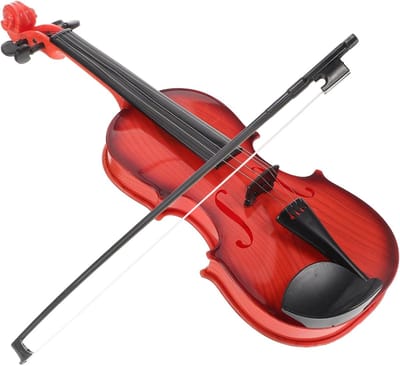 Viool Speelgoed - Muziekinstrument Simulatie - Beginners Muziek Leren - Speelbare Snaren - 39x13.5x5.5cm - Bruin