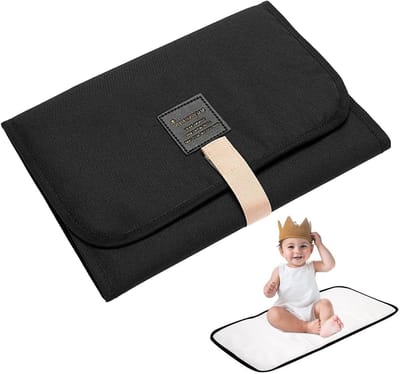 Baby Verschoonmat - Draagbare Mat - Onderweg Luiers Verwisselen - Waterdicht en Afwasbaar - 31 x 21 cm - Zwart