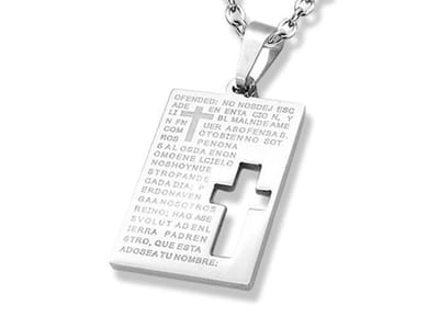 Amanto Ketting Djai - 316L Staal - Dogtag - Kruis - 30x20mm - 50cm