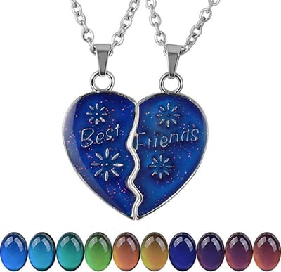 Bixorp Friends BFF Ketting voor 2 met Hartje Verandert van kleur! - Zilverkleurig - Vriendschapsketting