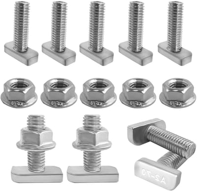 20 Stuks M8 x 25 mm Hammerkop Schroeven met Flensmoeren en T-bouten, Roestvrij Staal voor Glazen Daken en Zonnepaneel Bevestiging