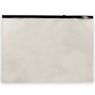 ACROPAQ Transparante Ritszakjes - 5x A4 Transparante Ritszakjes met Opvallende Zwarte Ritsen - PVC, 0,2 mm Dikte, Inclusief A5 Kleur Inzetstukken