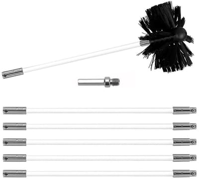Cosensi - Chimney Cleaning Brush Set - Schoorsteenveger Set - Zelf schoonmaken - Zwart - Flexibele Stangen - Voor Schoorstenen - Inclusief Borstelk...
