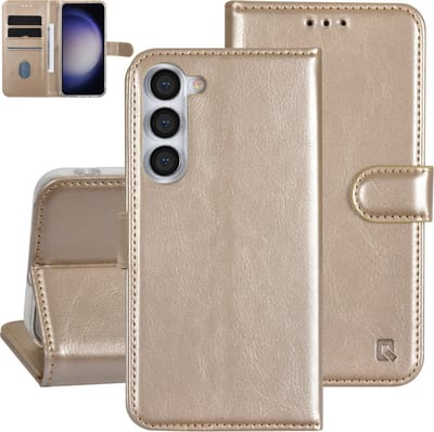 UNIQ Accessory Galaxy S23 Plus Book Case hoesje - Pasjeshouder voor 3 pasjes - Magneetsluiting - Hanger - Goud