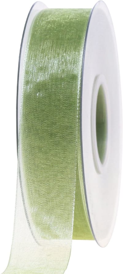 Organza lint groen cadeaulint zelfkant limoengroen 25mm 50m