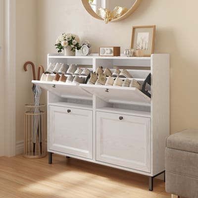 Bealife FS53 Schoenenrek met 4 klapdeuren - 99.3 x 24 x 91 cm - Wit