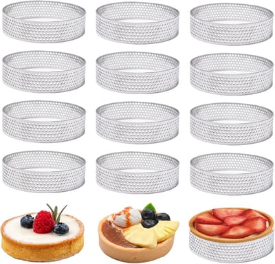 Tartletvormen 12 Stuks 8 cm - RVS - Ventilatiegaten - Ideaal voor desserts - SnelShoppen