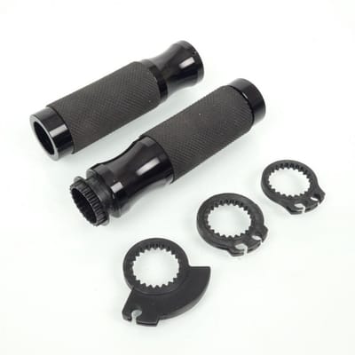 Poignée tuning Mad Ø22mm aluminium noir embout ouvert pour moto scooter Neuf