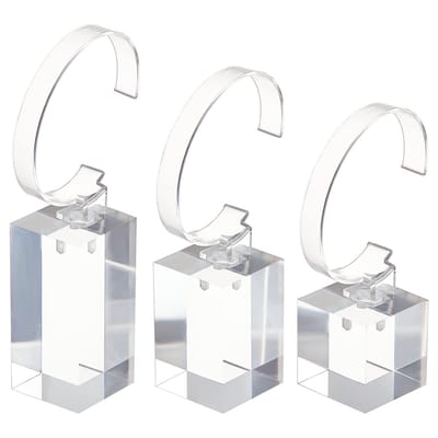 Allecto - Acryl Horloge Stand - Displayhouder - Transparant - Horloge Presentatie - 3 Stuks - Geschikt voor Sieraden