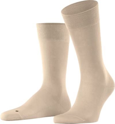FALKE Sensitive Malaga drukvrije comfort tailleband katoen sokken heren beige - maat 43-46