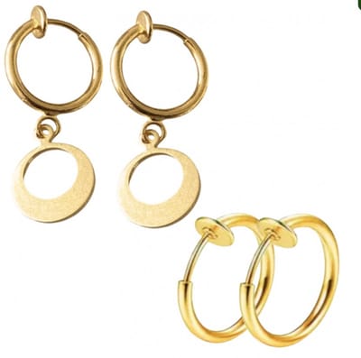 2 paar klem oorbellen open rondje en oorringen goudkleurig- geen gaatje- Charme Bijoux