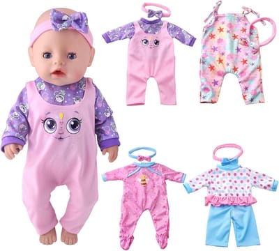 Poppenkleding Set - 4 Verschillende Outfits voor Poppen