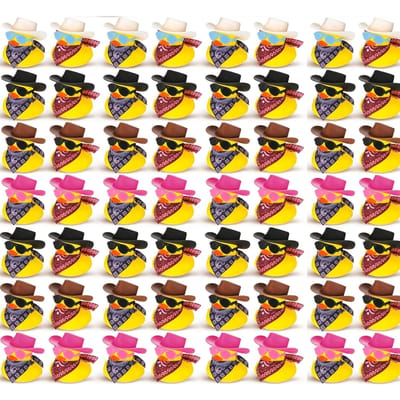 48 Stuks Rubberen Eend Cowboy Mini Gele Eendjes Eenden Speelgoed Met Cowboyhoed Zonnebril Voor Zomer Verjaardagscadeau Feestbedankje