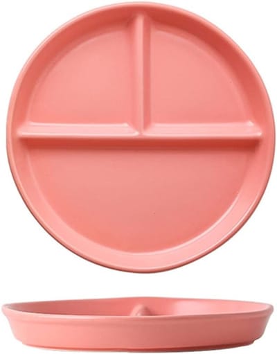 Servies voor kinderen: keramische snackplaten met 3 compartimenten voor desserts en salades, ideaal voor gewichtsverlies en gezonde voeding