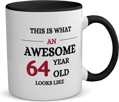 Akyol - this is what an awesome 64 year old looks like koffiemok - theemok - zwart - Hoera 64 jaar - iemand die 64 jaar is geworden - de jarige - verjaardagscadeau - kado - geschenk - gift - leuke verjaardagscadeau - felicitatie - 350 ML inhoud
