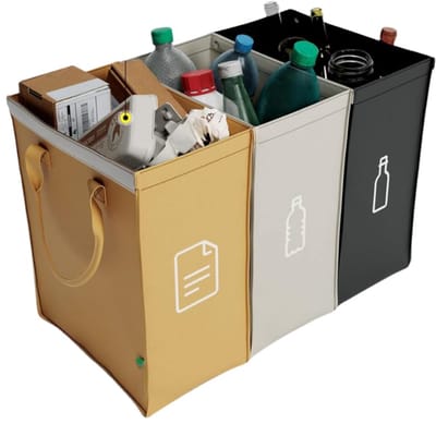 afvalbak afvalscheiding-met 3 compartimenten voor het recyclen van glas afval-oud papier-plastic leeggoed-Grote verzamelcontainers voor afvalopslag in de keuken
