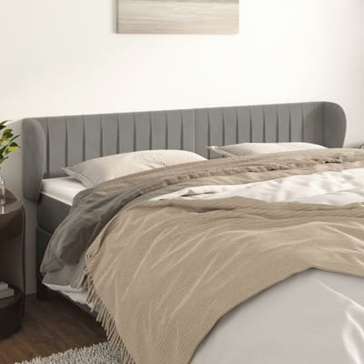 vidaXL - Hoofdbord - met - randen - 183x23x78/88 - cm - fluweel - lichtgrijs