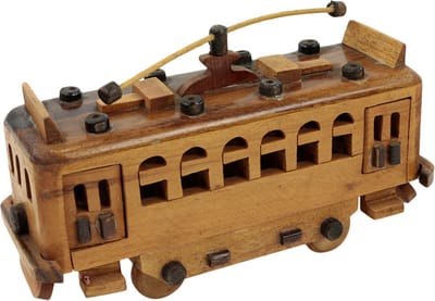 Beelden - Trein - Hout - Bruin - 23x14x8 cm - Indonesie - Sarana - Fairtrade