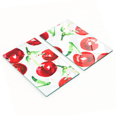 Multifunctionele decoratieve glazen borden met kersenprint 2x30x52 cm
