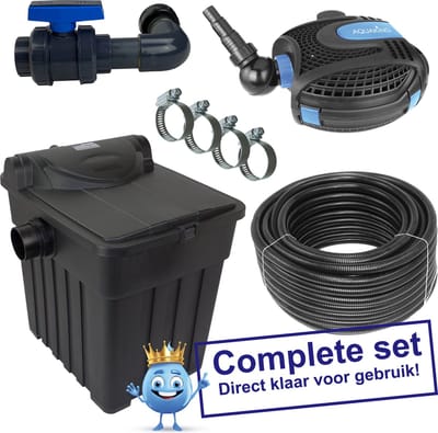 Aquaking Bio Filterbox 25000 Vijverfilter Complete Set Incl. Vijverpomp, Waterslang & RVS Slangklemmen - UV Lamp - Vijverpomp - Vijverfilter - UV Lamp Vijver - Vijverpomp in Vijver