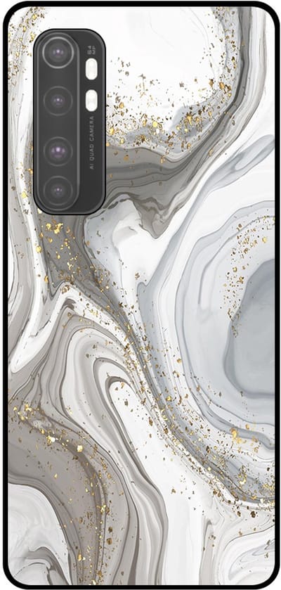 Smartphonica Telefoonhoesje Geschikt voor Xiaomi Mi Note 10 Lite met marmer opdruk - TPU backcover case marble design - Zilver geschikt voor Xiaomi MI Note 10 Lite