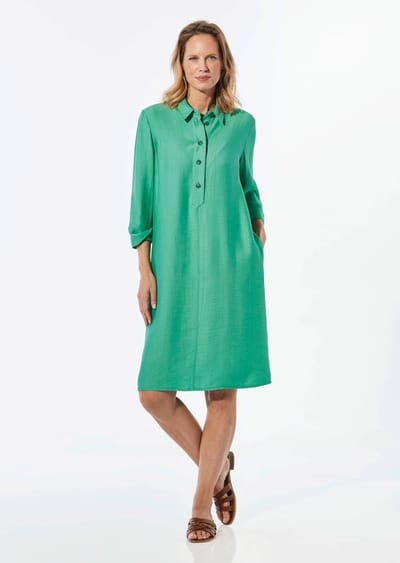Jurk met overhemdkraag - groen - Gr. 54 van Goldner Fashion