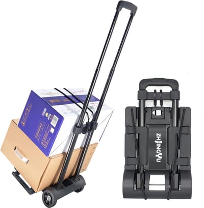 Opvouwbare trolley tas met 2 wielen - 70lbs draagbaar en opvouwbaar - elastisch koord - zwart