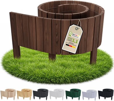 Floranica borderrand plantenborder 20 x 200 cm bruin, flexibele houten graskant en tuinafsluiting rollborder
