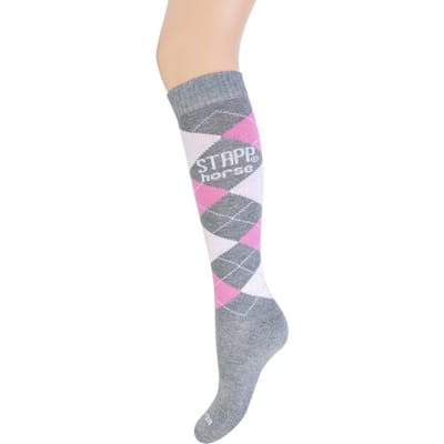 STAPP [horse] - Paardrijsokken 33600 RUIT Unisex - 1-Pack - Maat 31/34 - Grijs Roze