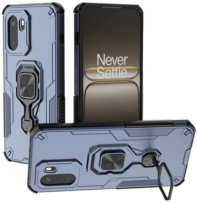 MobyDefend Hoesje - Geschikt voor OnePlus 15R - Dubbelgelaagde Pantsercase Met Standaard - Blauw
