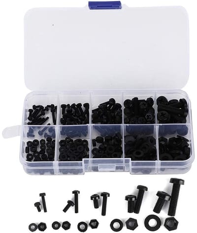 Set van 270 Nylon Schroefmoeren M2/M2.5/M3/M4/M5 met Ringen, Duurzaam en Lichtgewicht Bevestigingsmateriaal
