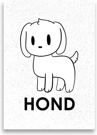 Kinderposter | Kinderkamer | Babykamer | Dieren | Wanddecoratie | A3 formaat | MOODZ design | Hond | Wit