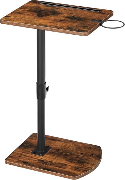 C-vormige bijzettafel - Verstelbare salontafel - Onder bank plaatsen - 360° draaibaar tafelblad - 40 x 30 x 78 cm