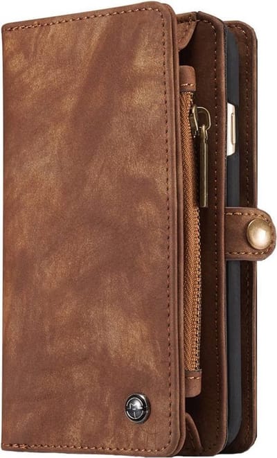 Caseme - Geschikt voor iPhone 6 Plus / 6s Plus Hoesje - Uitneembare Portemonnee Cabello Bruin