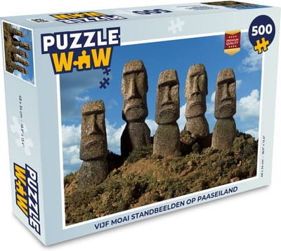 Puzzel Vijf Moai standbeelden op Paaseiland - Legpuzzel - Puzzel 500 stukjes