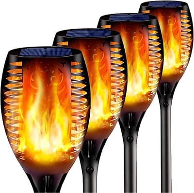 4 Stuks - Solar Tuinfakkel - XXL – Tuinverlichting op zonne-energie – Buitenverlichting - 74CM