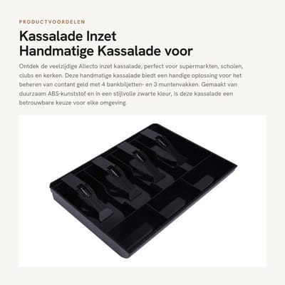 Dailygoods- Kassalade Handmatig - 4 Bankbiljetten - 3 Munten - ABS-Kunststof - 32 x 24,5 x 3,5 cm - Lichtgewicht en Duurzaam - Geldlade