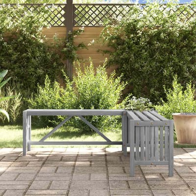 vidaXL - Tuinhoekbank - met - plantenbak - 117 - cm - massief - acaciahout - grijs