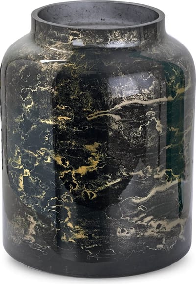 Terroso - Vaas Zwart, Glas Marmer, Elegante, Hoogte 25 cm