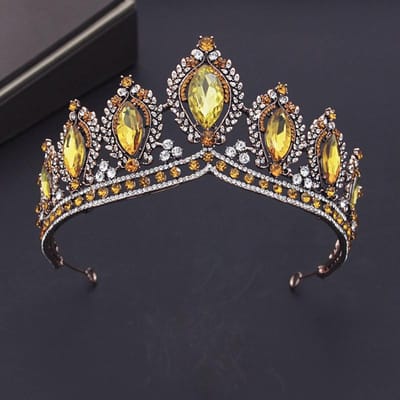 Prachtige Koffiepaarse Kristallen Bruidskroon Bruidsjurk Sieraden Prom Feest Meisjes Bruid Tiara's Hoofddeksel gray
