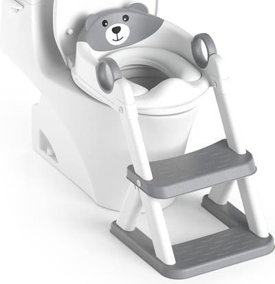 Toiletladder voor kinderen, geüpgraded kindertoilet voor jongens en meisjes, 2-in-1 kindertoiletbril met trap, spat- en antislip treeplank.