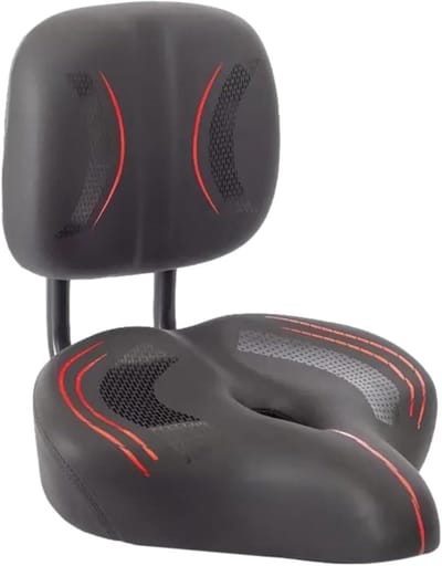 Fietsstoel met rugleuning - Passagiersstoel fiets - Comfortabel fietsen - Schokabsorberend traagschuim - 33 x 29 cm - Zwart