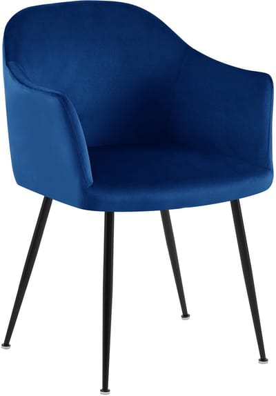 CLP Jaysie Eetkamerstoel - klassiek - met rugleuning - zwart metalen frame - velvet - fluweel - Fluweel/donkerblauw