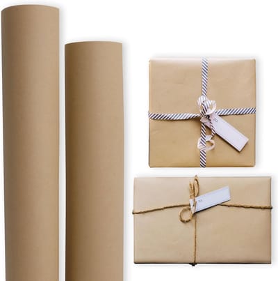 6 Rollen Kraftpapier Geschenkpapier 10m - 100% Gerecycled en Duurzaam in Bruin