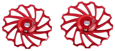 Allecto - Bike Neuswiel - Achterderailleur Onderdeel - 2 Stuks - Rood - Keramische Katrol - Fiets Accessoire - Geschikt voor Fietsen - 13T